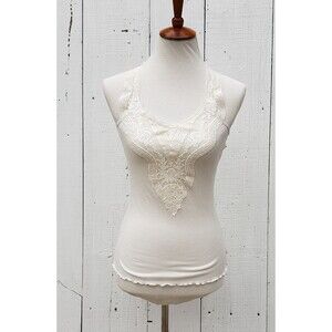 Denim & Supply Ralph Lauren Women's White Lace Ruffled Fitted Tank Top Sz S